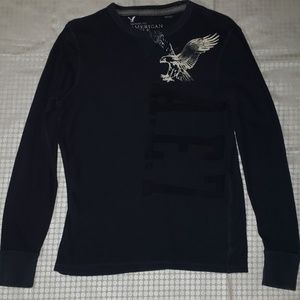 American Eagle Blue long sleeve shirt ribbed